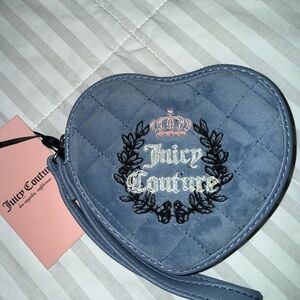 Juicy Couture Quilted Heart Wristlet - Slate Blue Velvet